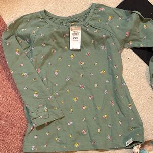 GAP Green Floral Long Sleeve Tee